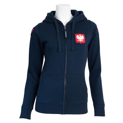 Bluza kadrowa damska Polish Equestrian Team z kapturem granatowa