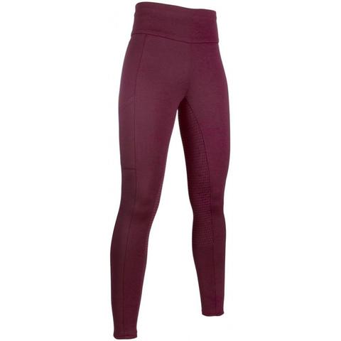 Legginsy zimowe damskie HKM Cosy z lejem silikonowym bordowe