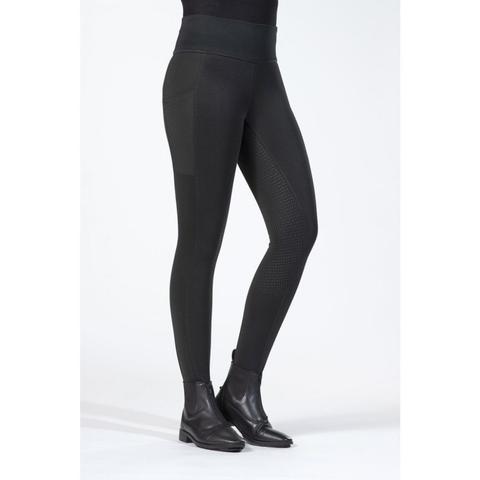 Legginsy młodzieżowe zimowe HKM Cosy z lejem silikonowym czarne