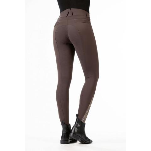 Bryczesy damskie z silikonem HKM Allure brązowe