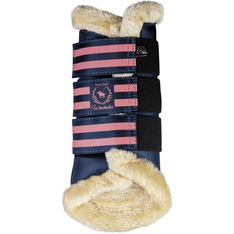 Ochraniacze HKM Classic Polo 1680 D z futerkiem granatowe