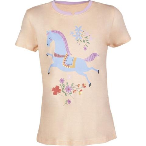 Koszulka młodzieżowa HKM Flower Pony brzoskwiniowa