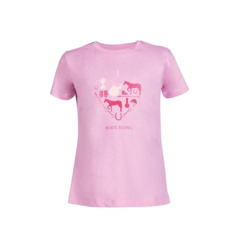 Koszulka młodzieżowa HKM "I love horse riding" różowa