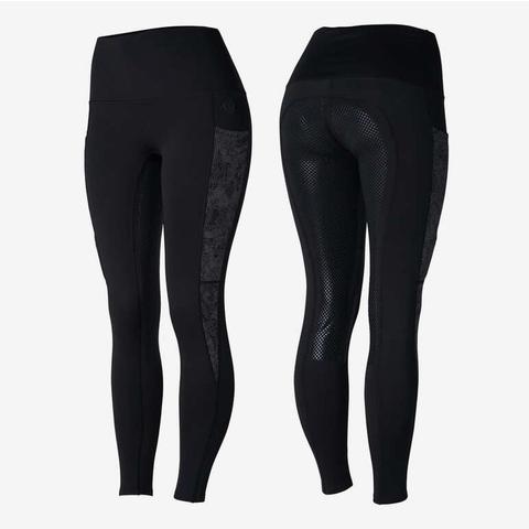 Legginsy zimowe damskie z silikonem Horze Ramona czarne