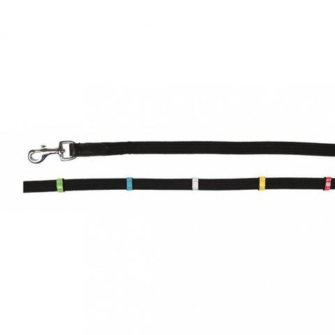 Wodze parciane HKM Colour z karabińczykami i kolorowymi stoperami czarne
