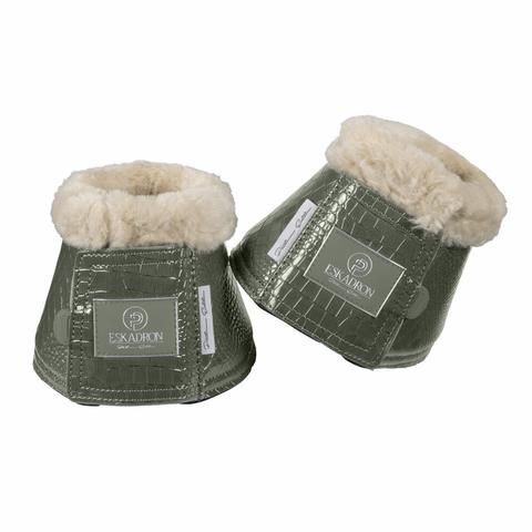 Kalosze z futerkiem Eskadron Platinum Croco Fauxfur Ashgreen, oliwkowe 2022/2023