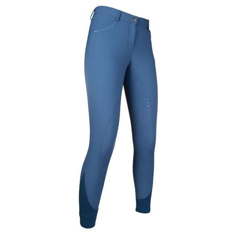Bryczesy damskie HKM Active 19 SUE silikon niebieskie