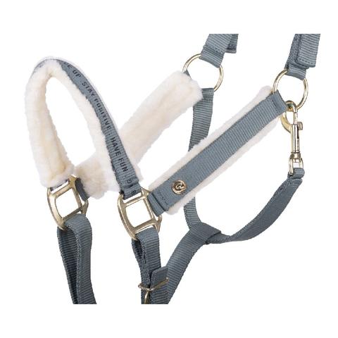 Kantar z futerkiem i uwiązem QHP Equestrian Dream Dusty Olive, oliwkowy