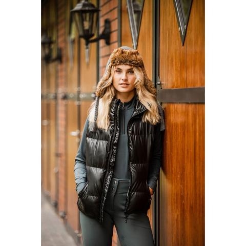 Bezrękawnik damski ocieplany połyskliwy Horze Rianna czarny