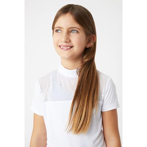 Koszulka konkursowa młodzieżowa z kryształkami Horze Kayla biała