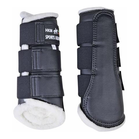 Ochraniacze HKM Comfort z futerkiem czarno-białe