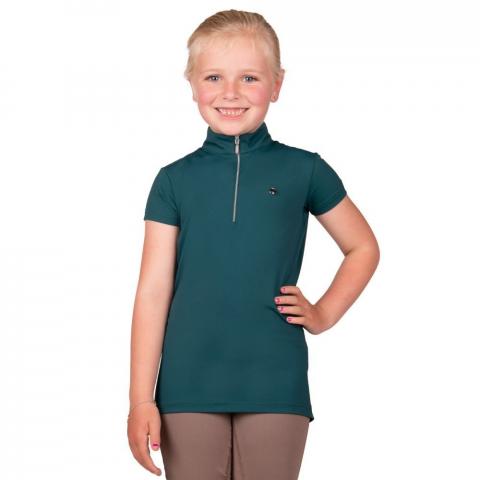 Koszulka konkursowa QHP Veerle Junior młodzieżowa Teal, ciemnozielona