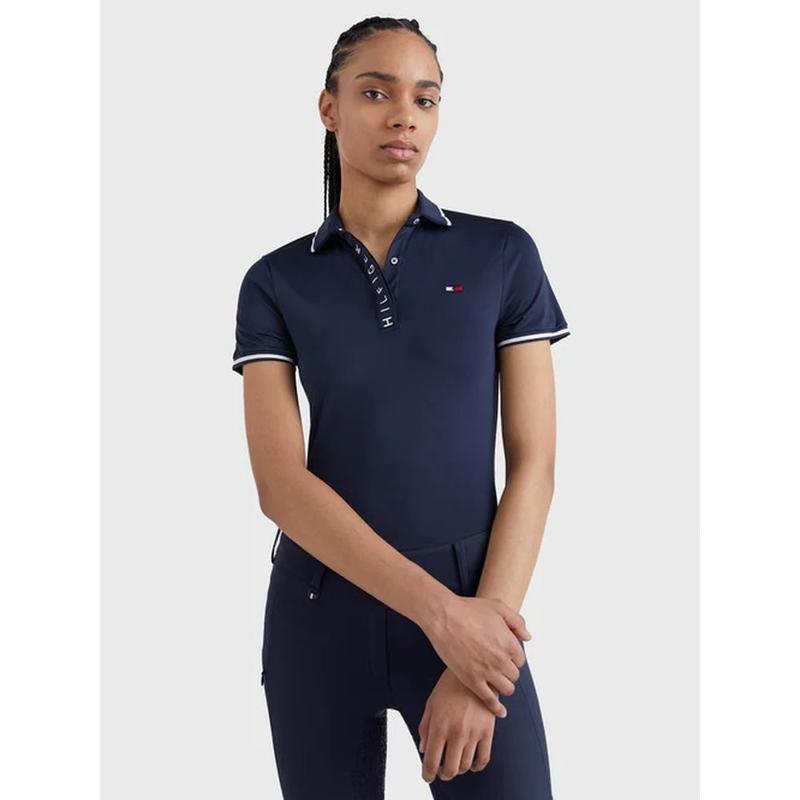 Koszulka polo damska Tommy Hilfiger Equestrian Performance Desert Sky, granatowa