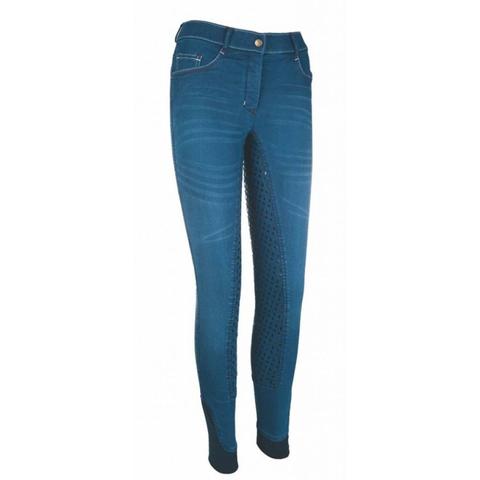 Bryczesy młodzieżowe HKM Summer Denim Easy jeansowy-granatowy