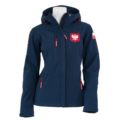 Kurtka kadrowa damska wiosna/lato Polish Equestrian Team Softshell nano granatowa