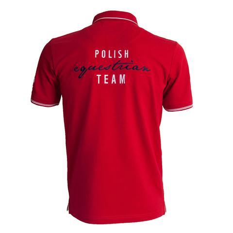 Koszulka kadrowa męska Polo Polish Equestrian Team Premium czerwony