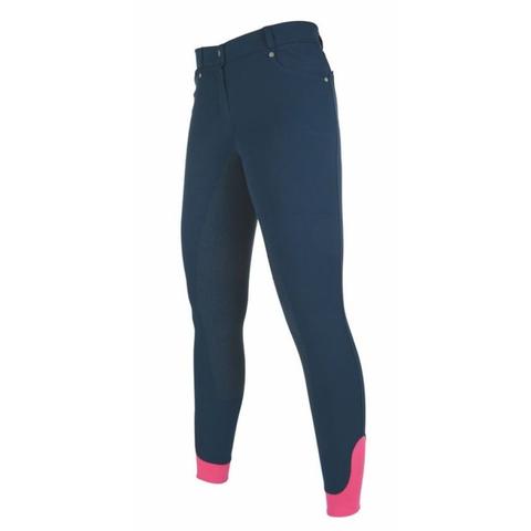 Bryczesy damskie HKM 5 Pockets silikon granatowe