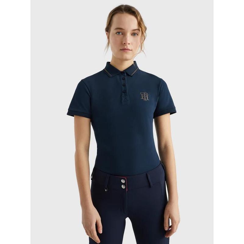 Koszulka polo damska Tommy Hilfiger Equestrian Desert Sky, granatowa
