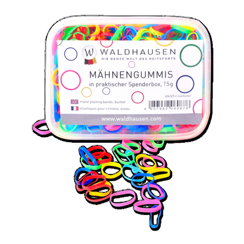 Gumki do grzywy Waldhausen w pudełku silikonowe kolorowe