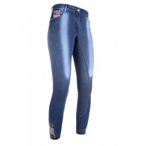 Bryczesy z silikonem HKM USA Jeggings jeansowe