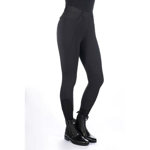 Legginsy zimowe damskie HKM Rosewood z lejem silikonowym czarne