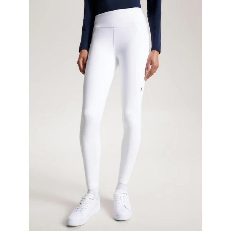 Legginsy zimowe damskie Tommy Hilfiger Equestrian Monaco Optic White, białe