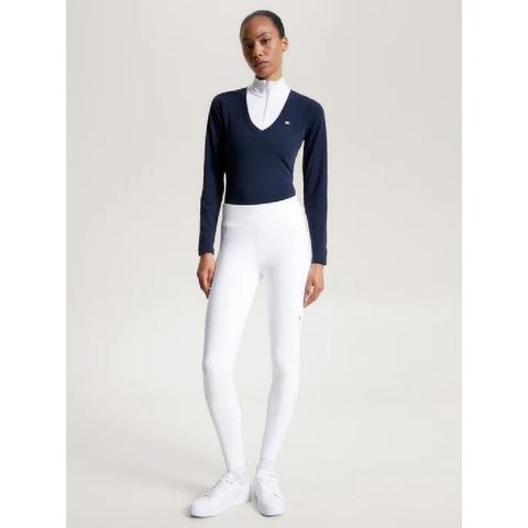 Legginsy damskie zimowe Tommy Hilfiger Equestrian Monaco Optic White, białe