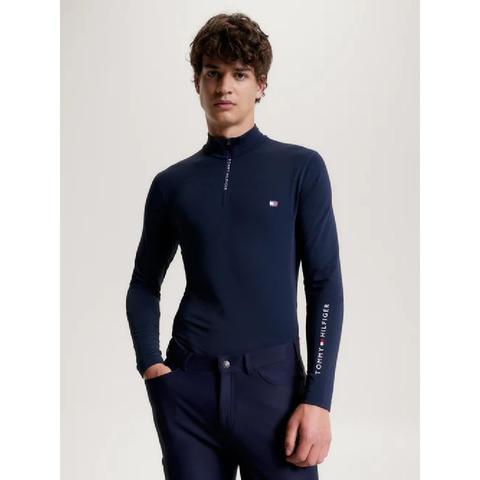 Bluzka termiczna męska Tommy Hilfiger Equestrian Thermo Desert Sky, granatowa