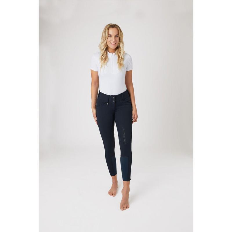 Bryczesy damskie zimowe z silikonem Horze Grand Prix Thermo Softshell granatowe