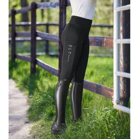 Legginsy młodzieżowe Waldhausen Elt Ella Glam z pełnym silikonowym lejem czarne