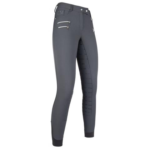 Bryczesy damskie z silikonem HKM Piemont ciemnoszare