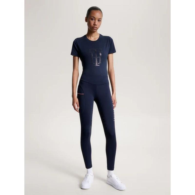 Legginsy damskie Tommy Hilfiger Equestrian Elmira Desert Sky, granatowe