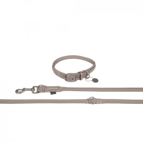 Smycz skórzana z obrożą Eskadron Classic Sports Leather smoke taupe, brązowa 2024