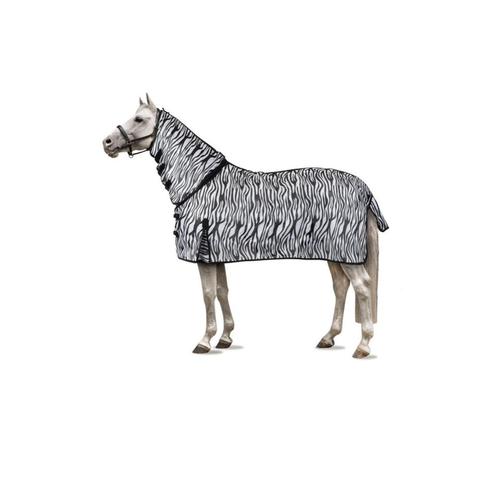 Derka siatkowa z kapturem i klapą na brzuch Horze Defender zebra