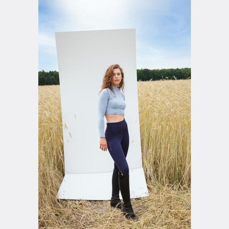 Crop top na zamek longsleeve damski Silwear niebieski
