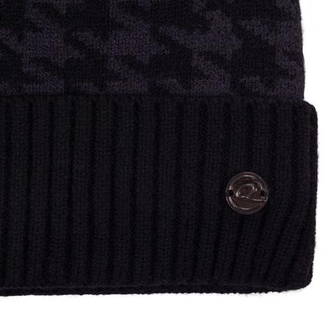 Czapka z pomponem QHP Fayen black, czarna