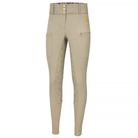 Bryczesy damskie z silikonem Equestrian Queen Telford beżowe