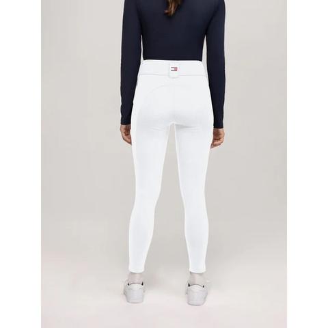 Bryczesy damskie Tommy Hilfiger Equestrian Vermont z pełnym lejem silikonowym TH Optic White, białe