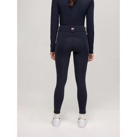 Bryczesy damskie Tommy Hilfiger Equestrian Vermont z pełnym lejem silikonowym Desert Sky, granatowe