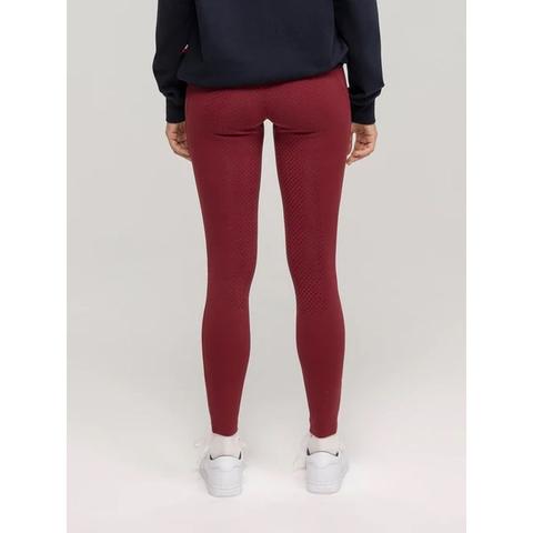 Legginsy damskie zimowe Tommy Hilfiger Equestrian Elmira Rouge, bordowe