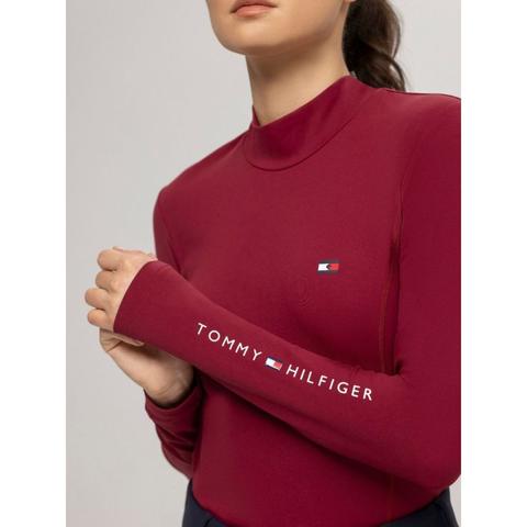 Golf damski techniczny Tommy Hilfiger Equestrian Rouge, bordowy