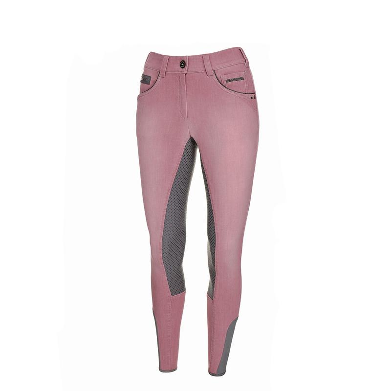 Bryczesy damskie Pikeur Darjeen Jeans Grip różowo-szare 2019