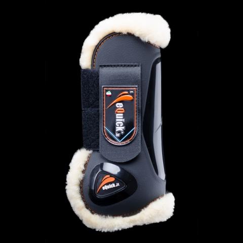 Ochraniacze z futerkiem eQuick eLight Fluffy Velcro przód czarne