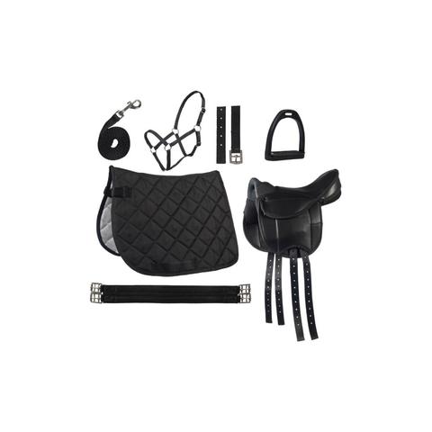 Siodło z osprzętem na kucyka HKM syntetyczne czarny