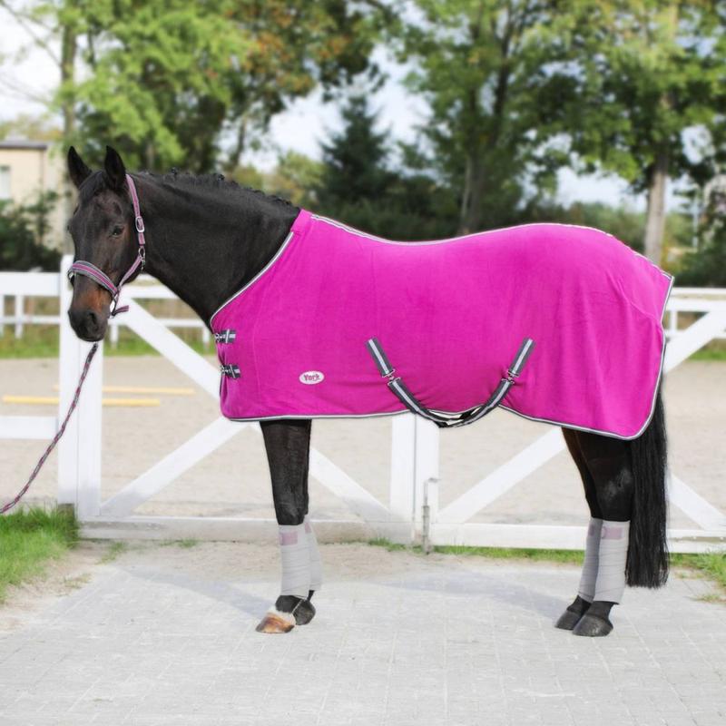 Derka polarowa z pasami York Britta różowa