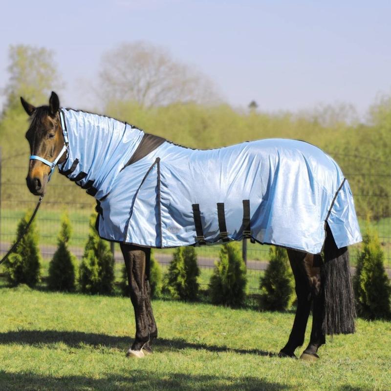 Derka siatkowa z kapturem York błękitna