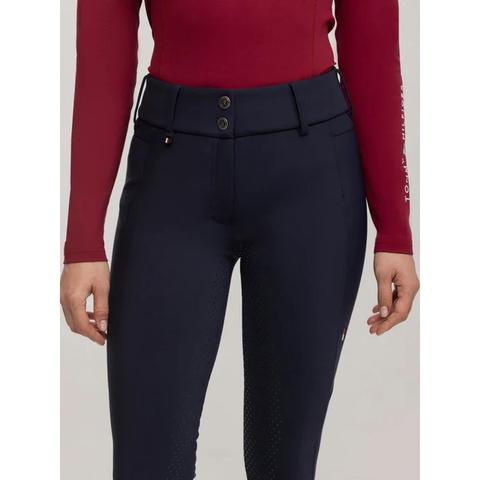 Bryczesy damskie Tommy Hilfiger Equestrian Minnesota Softshell z pełnym lejem silikonowym Desert Sky, granatowe