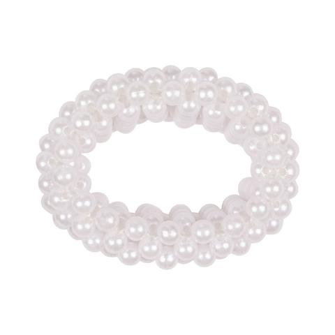 Gumka do włosów z perełkami QHP Beads White, biała