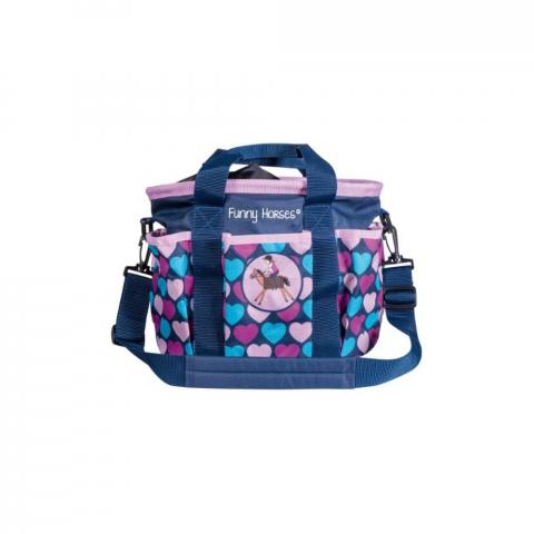 Torba na akcesoria w serduszka HKM Funny Horses Hearts granatowa