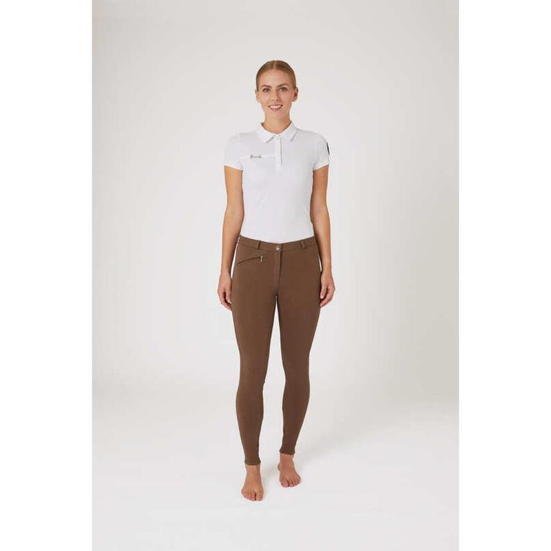 Bryczesy damskie Horze Active Silicone z lejem silikonowym ciemnobeżowe